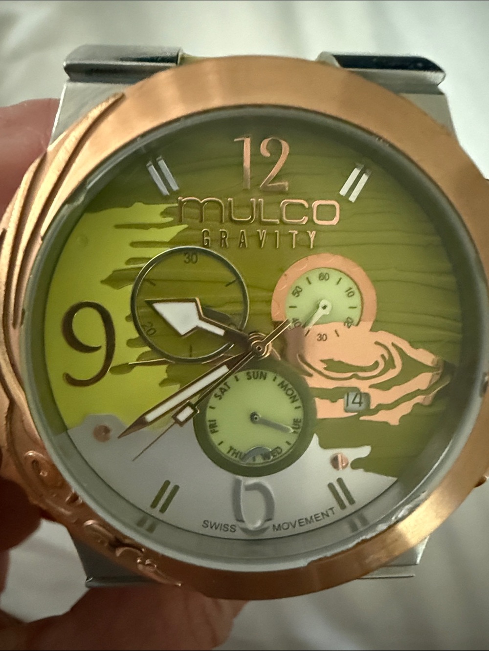 Mulco Gravity Men's Olive Green and Rose Gold Chronograph Watch